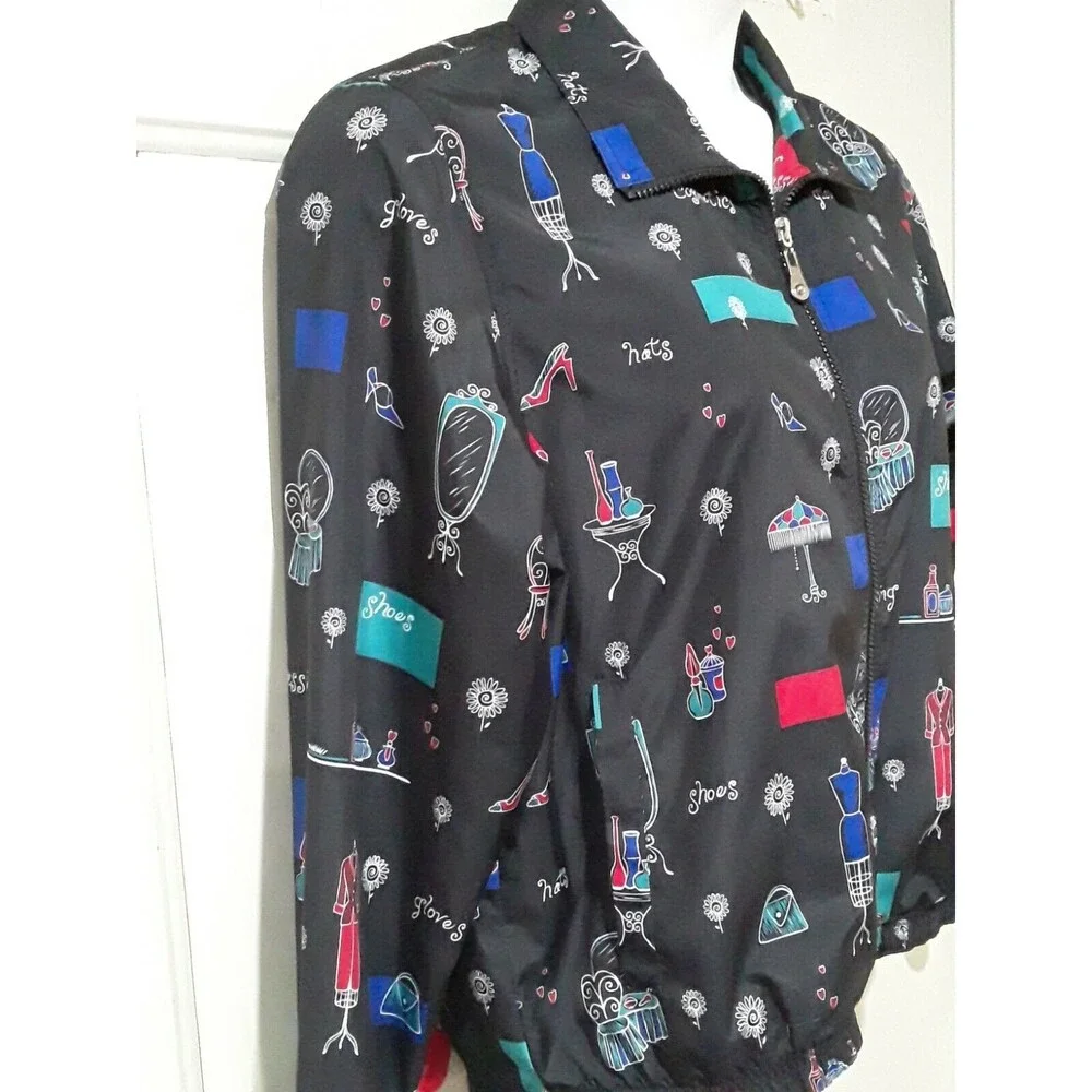Vintage  Jacket Graphic, , 1980’s Koret Sport Black Zip Up Windbreaker - Picture 3 of 7